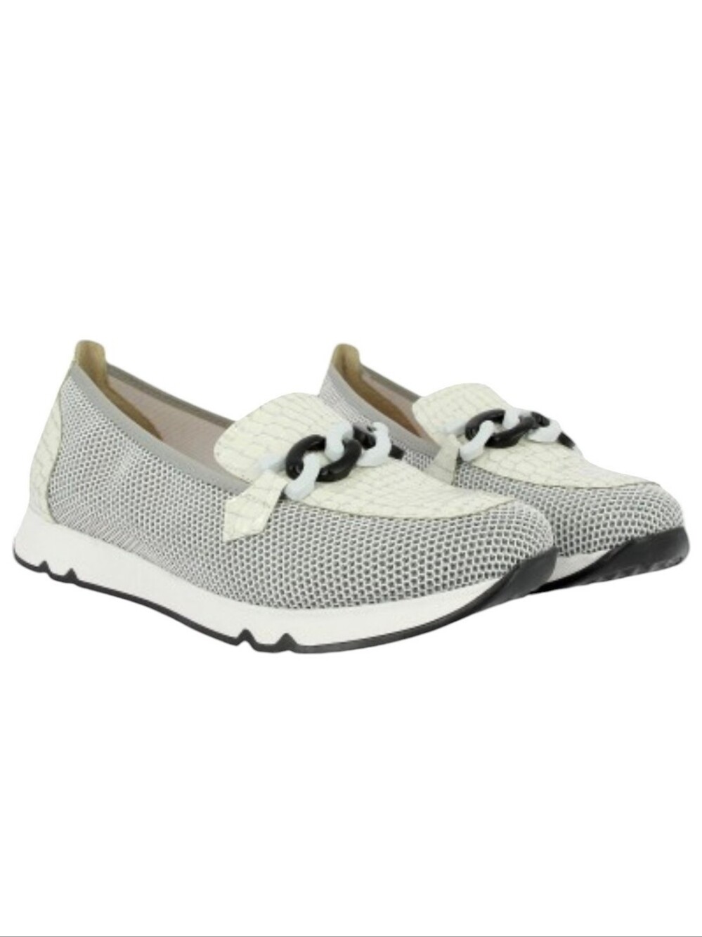 Hispanitas Women's Shoes Mesh Slip-On Loafer Chain Accent Flats Quiet Luxury 38
